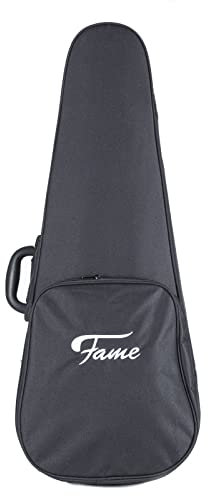 Fame Bariton-Ukulele Softcase, Wetterfest, Dicke Polsterung, Großes Zubehörfach, Leichtgewichtiger Transport, Bass-Ukulelen, Rucksackgarnitur