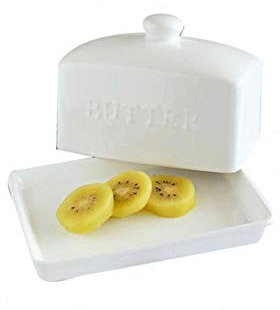 caihuashopping Butter Dish White Butter Pan with Lid, Ceramic Butter Rack with Handle Can Be Used in Hotel Family Restaurants, Ideal for Gifts to Friends Butter Container