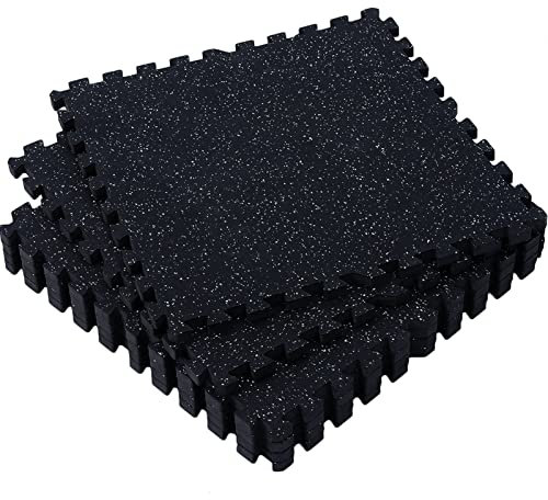 SUPERJARE 6 tappetini extra spessi da 2 cm, in gomma da 2,2 m², con schiuma EVA ad alta densità, pavimento da palestra ad incastro per palestra a casa, tappetino protettivo per allenamento, nero