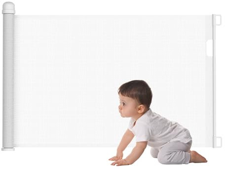 UISEBRT Türschutzgitter Roll Treppenschutzgitter Ausziehbar 0-150cm Absperrgitter Hund Türgitter für Babys und Haustiere, Weiß