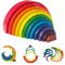 WOODENFUN Großer hölzerner Regenbogenstapler für Kleinkinder, 12 Stück Hellen Farben Regenbogenstapler hölzernes Babyspielzeug - Stapeln Spielbausteine für Kinder