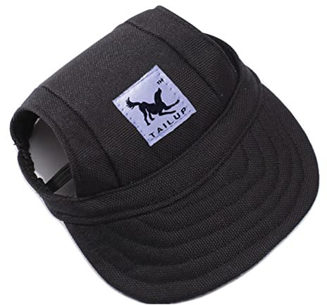 Baseballmütze für Haustiere, Hunde Mütze Basecap Outdoor Sport Sonnenschutz Sunbonnet Sommer Reise Hut Baseballkappe Sonnenhüte Hundemütze mit Ohrlöchern und Verstellbarem Kinnriemen,Schwarz,L