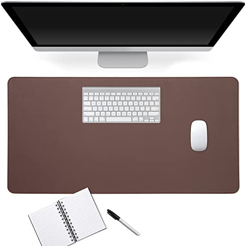 kwmobile sous Mains 80 x 40 cm - Tapis de Bureau en Similicuir et en liège - Tapis de Souris élargi pour Protection de Bureau - Brun foncé-Marron