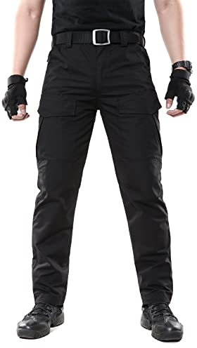 BWBIKE Herren Taktische Militärhose Combat Paintball Hose Outdoor Cargo Trainning Camo Works Hose (ohne Gürtel),Schwarz L