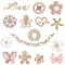 VEGCOO 15 Pcs Shoe Charms for Clog Shoes, Metal Bling Crystal Rhinestone Clog Sandals Decorations Charms, Shining Shoe Decoration Charms for Women Girls Birthday Christmas Party Gifts, Gold