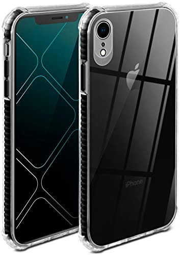 ONEFLOW Cushion - Carcasa para Apple iPhone XR – Carcasa transparente de silicona con protector de cámara 3D, protector de pantalla elevado, color negro