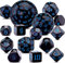 DollaTek 15-teiliges komplettes polyedrisches Würfelset D3-D100 Spielwürfelset für Rollenspiele, Tischspiele, Schwarz und Blau