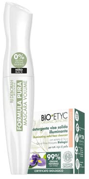 Deborah Milano Set Formula Pura - Include Mascara Volume, Nero, 12 ml + Sapone Detergente Viso Solido Iluminante BIO Etyc, 99% origine naturale, 15 gr