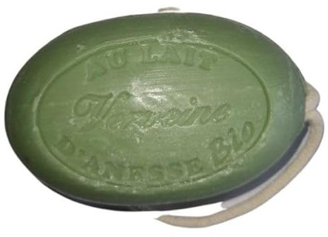 Savon avec corde au lait d'ânesse bio parfum verveine- tenseur naturelle, parfum agréable, hydratant, anti âge 200g