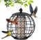 COSTWAY Vogelfutterhaus zum Aufhängen, Käfigförmiger Vogelfutterspender aus Metall, Futterhäuschen für Wildvögel, Vogelfutterstation Wildvogelhäuschen für Garten, Balkon, Schwarz