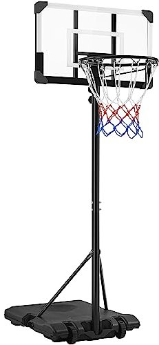 Yaheetech Canasta de Baloncesto para Exteriores/Interiores Altura Ajustable 182-213 cm Canasta Portátil con Ruedas con Base de lastre para Niños y Adultos Negro/Blanco
