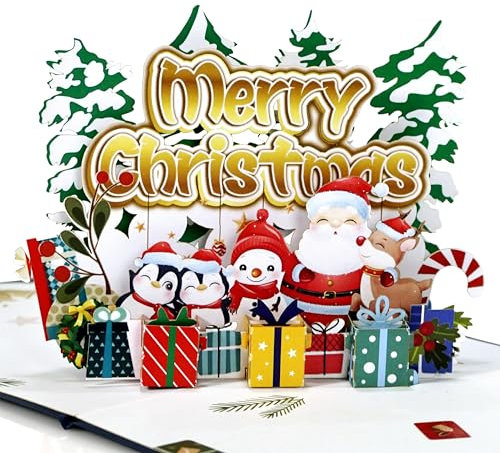 CUTPOPUP Frohe Weihnachten - Weihnachtskarten 3D, Weihnachtskarte 2024, Pop Up Karte Weihnachten, Weihnachtskarten mit Umschlag (Merry Christmas) CN256DE