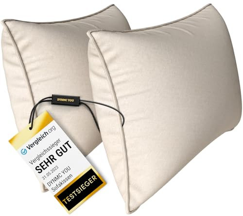 Sofakissen mit Füllung und Bezug - Sofakissen Groß 40x60 cm - Couchkissen Beige 2er Set viel Füllung – OekoTex zertifizierte Zierkissen Sofa & Couch – Bequeme Dekokissen Wohnzimmer, Schlafzimmer