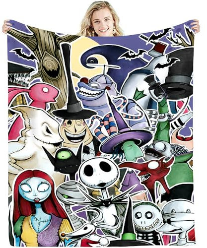 Halloween Nightmare Before Christmas Throw Decke, Flanell 39x27in, Halloween Ghost Throw Decke, Schädel Bettwäsche für Bett Couch.