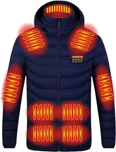 19 Zones Veste Chauffante pour Hommes Femmes, Manteau Doudoune Chauffant Électrique USB 3 Températures Réglables, Vêtement de Chauffage d'Hiver Lavables pour la Pêche, la Chasse et le Ski