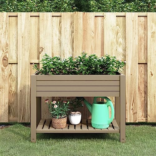 ShGaxin Hochbeet Hellbraun 110x45x79 cm Polypropylen, Palettenrahmen, Hochteich, Gemüsebeet, Kräuterregal Balkon, Blumenbeet, Kräuterspirale, Tomatenbeet, Pflanzhochbeet - 364176