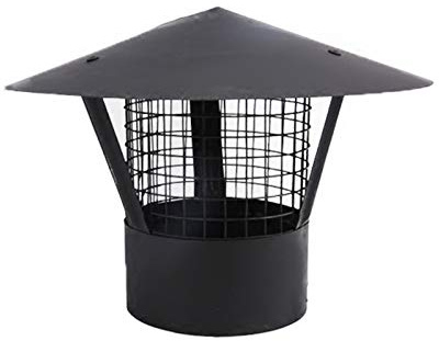 InDmar Chimney Pot Roof Cowl,Flue Liner Cap,Chimney Cowl Bird Guard, 304 Stainless Steel, Black Flue Pipe Cover Cap, Vent Top, Exhaust Tube End, Rain Snow Hat, Mesh Protector, 135mm (Size : 125mm)