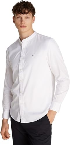 Tommy Hilfiger Uomo Camicia Flex Poplin Solid MAO Regular Fit, Bianco (White), M
