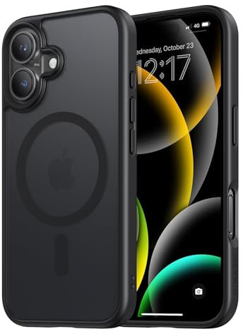NIMASO for iPhone 16 Case 6.1-Inch, Compatible with MagSafe, Shockproof Military-Grade Protection,Translucent Matte Back, Slim Thin Magnetic Phone Case for 16, Translucent Black