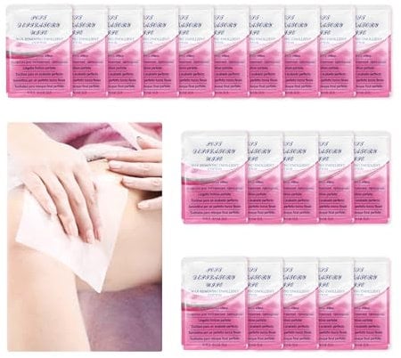 Lot de 20 Lingettes Après Épilation à la Cire Épilation du Corps Épilation à la Cire Traitement à la Cire Huile Calmante Lingettes après Épilation Nettoyant pour la Peau Lingettes pour Tous les Types
