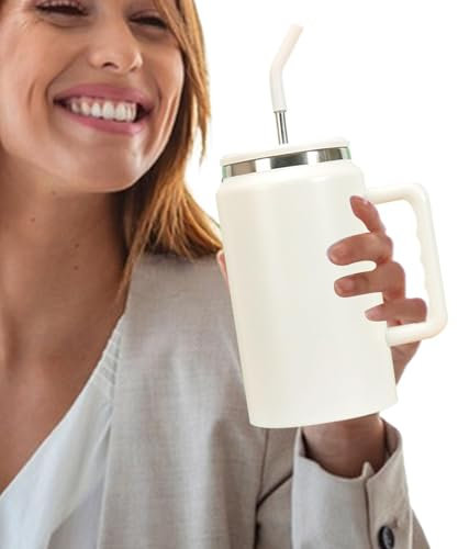 Vaso de 50 oz con asa - Botella de agua con vaso de pajita,Con tapa y asa, taza para mantener el frío, jugo incluido, bebidas lácteas.