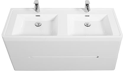 KAZZIO Badmöbel-Set 120 cm Weißes Waschbecken mit Unterschrank (ohne Wasserhahn und Abfluss)