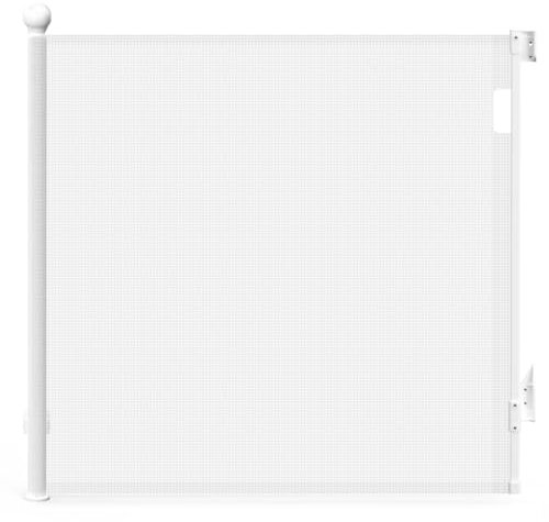 VOUNOT® Barrera Seguridad Niños Escalera Extensible, 0-180cm Puerta Seguridad Bebé Retráctil Operación con Una Mano Valla Seguridad Infantil Perros para Escaleras Pasillos Interiores Exteriores Blanco