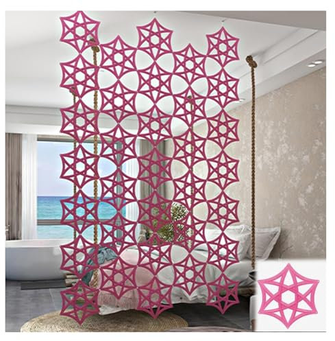 Paravent Raumteiler Einfache hängende Raumteilertafel for die Heimbüro-Dekoration(Pink,12pcs)