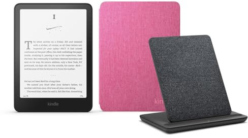Kindle Paperwhite Signature Edition (2024 Release) 32 GB without ads, an Amazon Fabric Cover and a Made for Amazon Wireless Charging Dock