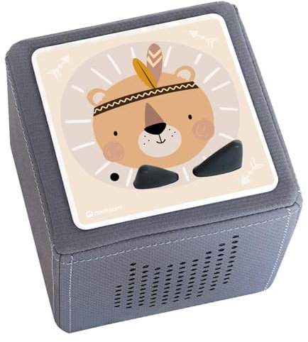 nordroom® Schutzfolie apacho Aufkleber kompatibel mit Toniebox, passgenau und selbstklebend auf hochwertiges Kratzfestes Vinyl, mit Löwe Tiere, Schutzcover Musikbox, Witterungsbeständig (beige)