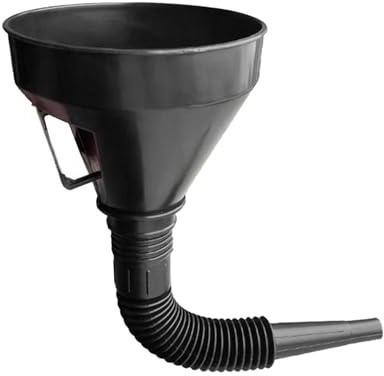 Entonnoir de remplissage en plastique pour voiture - Entonnoir à huile avec tuyau et tamis - Noir - Entonnoir de réservoir à - Entonnoir de carburant pour voiture - Pour eau et huile