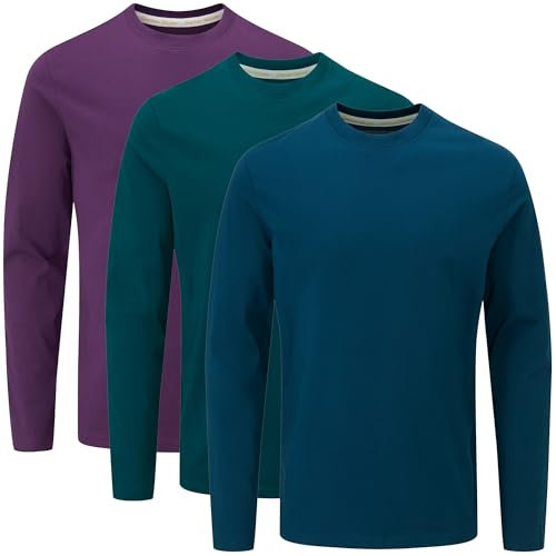 Charles Wilson 3 Pack Long Sleeved Plain Crew Neck T-Shirt (XL, Core Essentials Type 21)