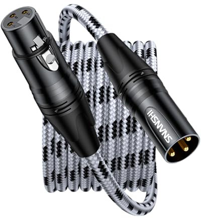 SNANSHI XLR Cables, 50ft – Balanced XLR Microphone Cable with Oxygen-Free Copper, Dual Shielding, Gold-Plated Connectors, and Nylon Braided Jacket for Mics, Mixers, and Audio Interfaces