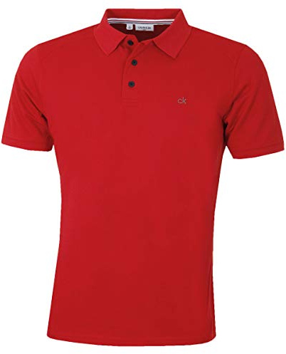 Calvin Klein Mens Campus Sport Polo Shirt - Red Sport - L