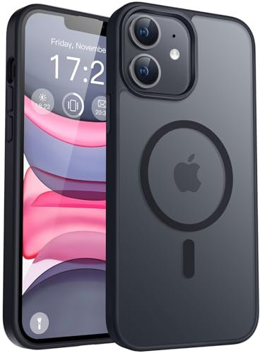 PuyaTeya für iPhone 11/XR Hülle, mit Magnetisch, Militärschutz Transluzent matt stoßfest Anti-Kratzen/Anti-Fingerprint/Anti-Glatte Handyhülle für iPhone 11/XR (Schwarz)