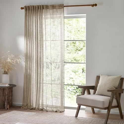 Yard Cirrus Woven Sheer Sheer Curtain Panel (Linen, 140 x 250 cm)