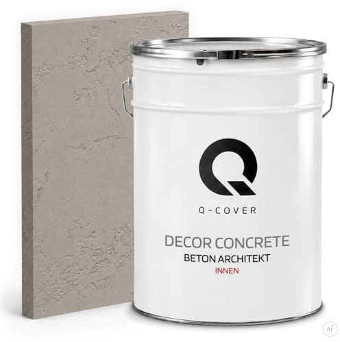 Q-COVER Beton Architekt 15 kg Grigio chiaro | intonaco decorativo effetto cemento per interni | pronto all’uso | resa ca. 10 m² | ampia scelta colori