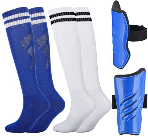 SummitEdge 2 Paar Stutzen Kinder Fußball mit Schienbeinschoner Kinder Fussball, 5-10 Jahren Lange Fussball Socken Fußballsocken Sportsocken für Jungen Mädchen Fußballtraining