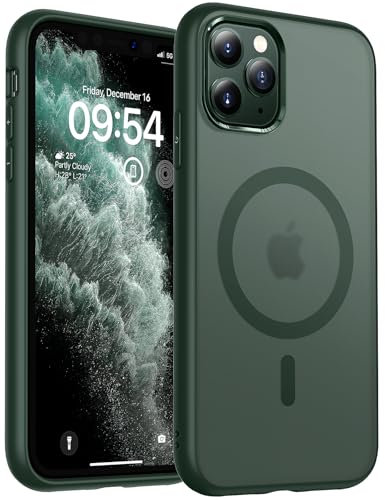 TOCOL für iPhone 11 Pro Hülle für Magsafe, Stoßfest Anti-Fingerabdruck Kratzfest Transluzente Rückseite rutschfest Matt Magnetisch Handyhülle für iPhone 11 Pro Case, Alpengrün