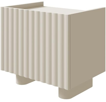 Selsey Nachttisch Fiorra 49 x 48 x 37 cm - Elegantes Modernes Design mit Abgerundeten Rillenfronten - MDF & Laminierte Platten - Robust & Langlebig - Cashmere-Ton - Beige/Grau