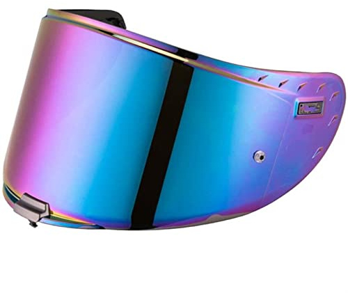 Motorrad Helmvisiere, Ersatz for Windschutzscheibenhelm-Linsenvisiere, kompatibel mit LS-2 FF327-Helmen, Challenger-Visier, getöntes Ersatzschildzubehör (rot)(Rainbow)