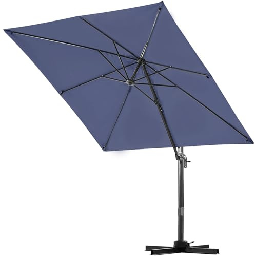 Sekey Ampelschirm 250x250cm Garten Terrasse Sonnenschirm mit 360° Drehbarer Sockel, 200g PU-Beschichtung, Aluminium Mast, Eisen Gestänge, 500h Farbechtheit