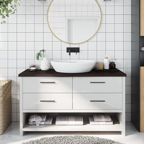 Snsowed Encimera de baño Madera Maciza tratada Gris Oscuro 100x40x4 cm, Encimera Cocina, Tablero para Mesa, Encimera Lavabo, Muebles De Baño - 3156225