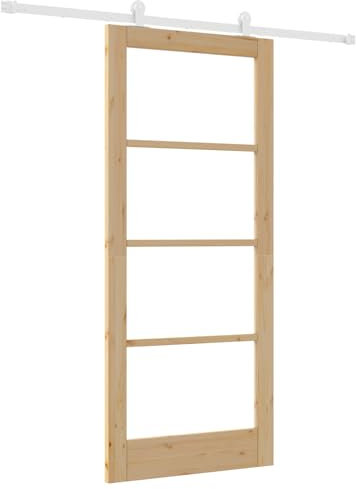 Puerta corredera vidaXL con juego de herrajes 'ORKDAL'Madera maciza y cristal