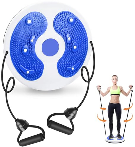 Roysmart Twist Waist Disc Balance Board mit Kordelzug, Fitness Drehscheibe Waist Wriggling Plate Fitnessgeräte, Aerobic-Übungen Fitness, Widerstandsbänder Massage-Fußsohle Heimfitnessgeräte - Blau