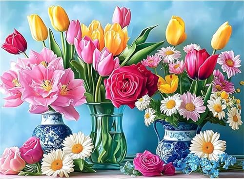 Puzzles 30 Teile, Puzzle Für Erwachsene,25x20 cm Puzzle Lernspiel Herausforderung Spielzeug 30 Tulpen-Gänseblümchen-Blumenstrauß Puzzles für Erwachsene