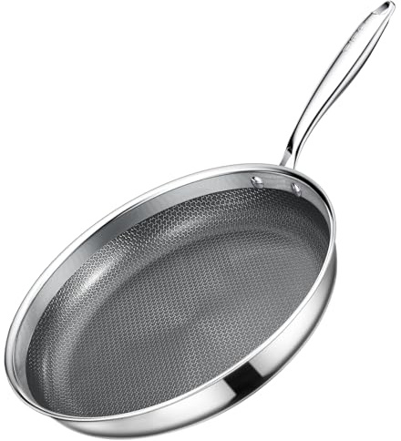 GiPP Poêle Antiadhésive, Acier Inoxydable à 3 Couches, Série Haut de Gamme | Sain et Non Toxique, Diffusion de Chaleur Homogène, Manche Restant Froid, Tous Feux Lot, Lave-vaisselle et Four, 26 cm