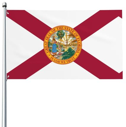 Flagge von Florida. Gartenflagge für den Außenbereich, 90 x 152 cm, lebendiger Druck, Polyester-Banner, einfach aufzuhängen, für Terrasse, Party, Camping.