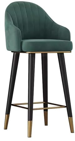 Stilvoller grüner Samt-Drehbarer Barhocker – bequeme Thekenhöhe Stühle mit Rückenlehnen für Küche, Insel, Pub, Esszimmer (Sitzhöhe: 65 cm)