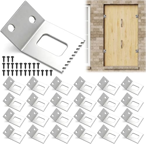 LEIFIDE 24 Sets Hurricane Window Clips with Screws Stainless Steel Reusable Storm Window Clips for Protects Against Storms Hurricanes, Universal 1/2 to 3/4 Fits 6 Windows